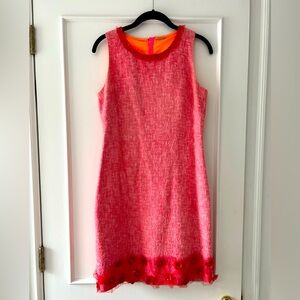 ❤️ Elie Tahari Pink Sheath Dress with Floral details Sz 6 ❤️